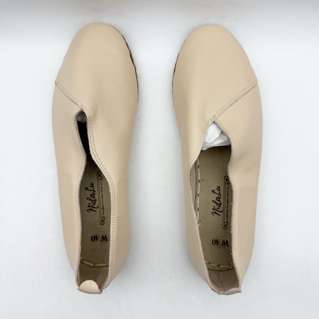 NIDA LU Womens LU Loafers EU 40 US Size 9 Bone White Leather NWOB