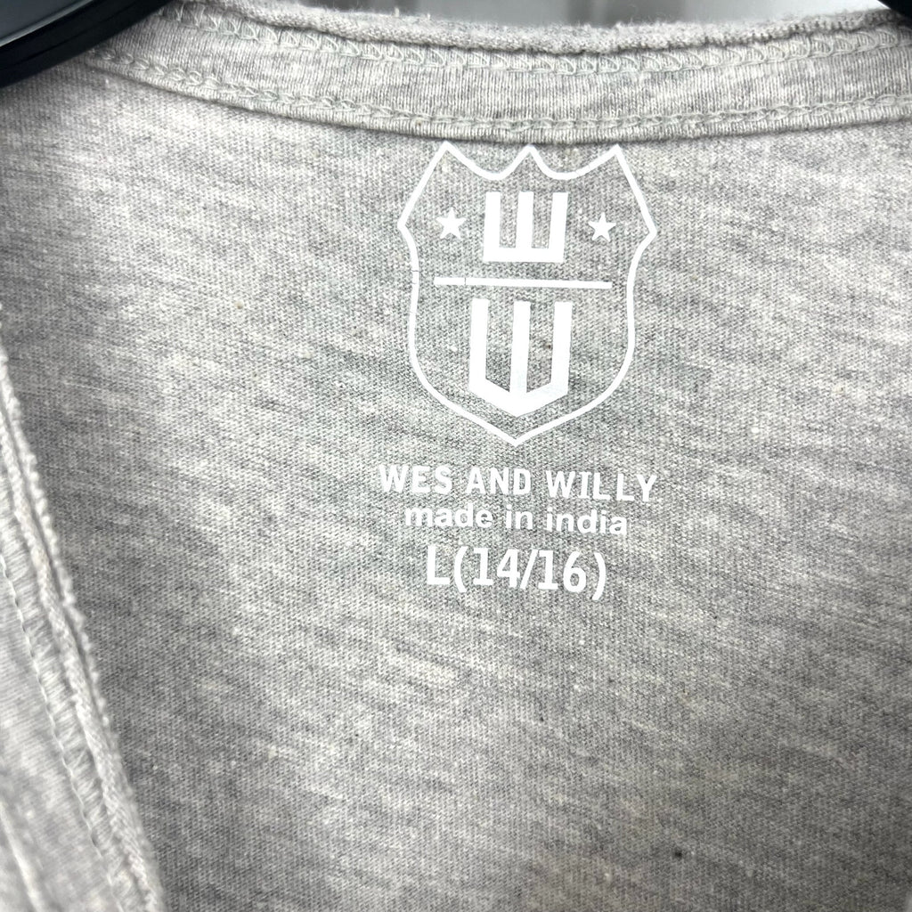 WES & WILLY  Boys Texas A&M Baseball Henley Tshirt Large Grey Red NWT