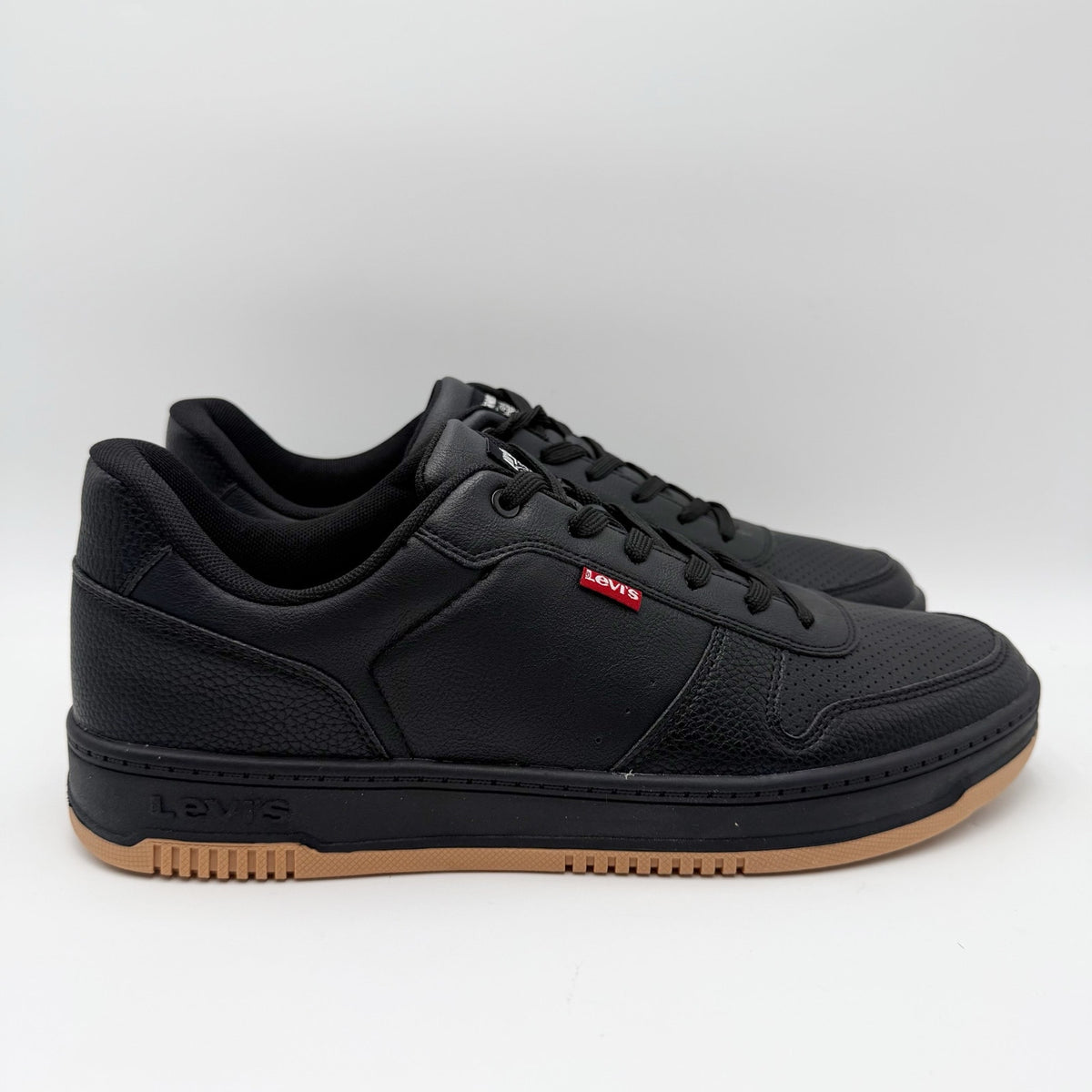 LEVIS Mens Drive Lo Casual Sneakers Size 12 EU 46 Black Faux Leather NIB