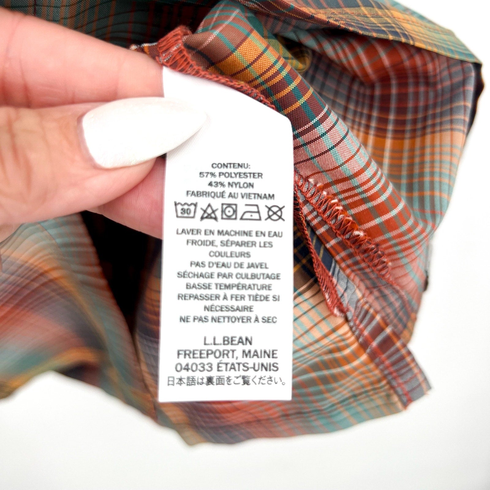 L.L. BEAN Mens Short-Sleeve Casual Shirt Small Red Green SunSmart Cool Weave NWT