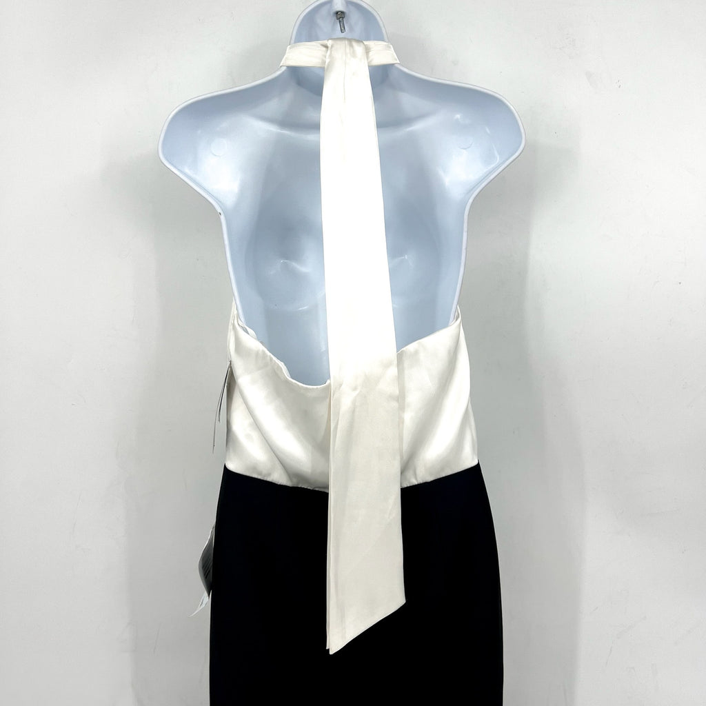 BETSY & ADAM Womens Long Scuba Crepe Gown Size 6 Bright White Black NWT