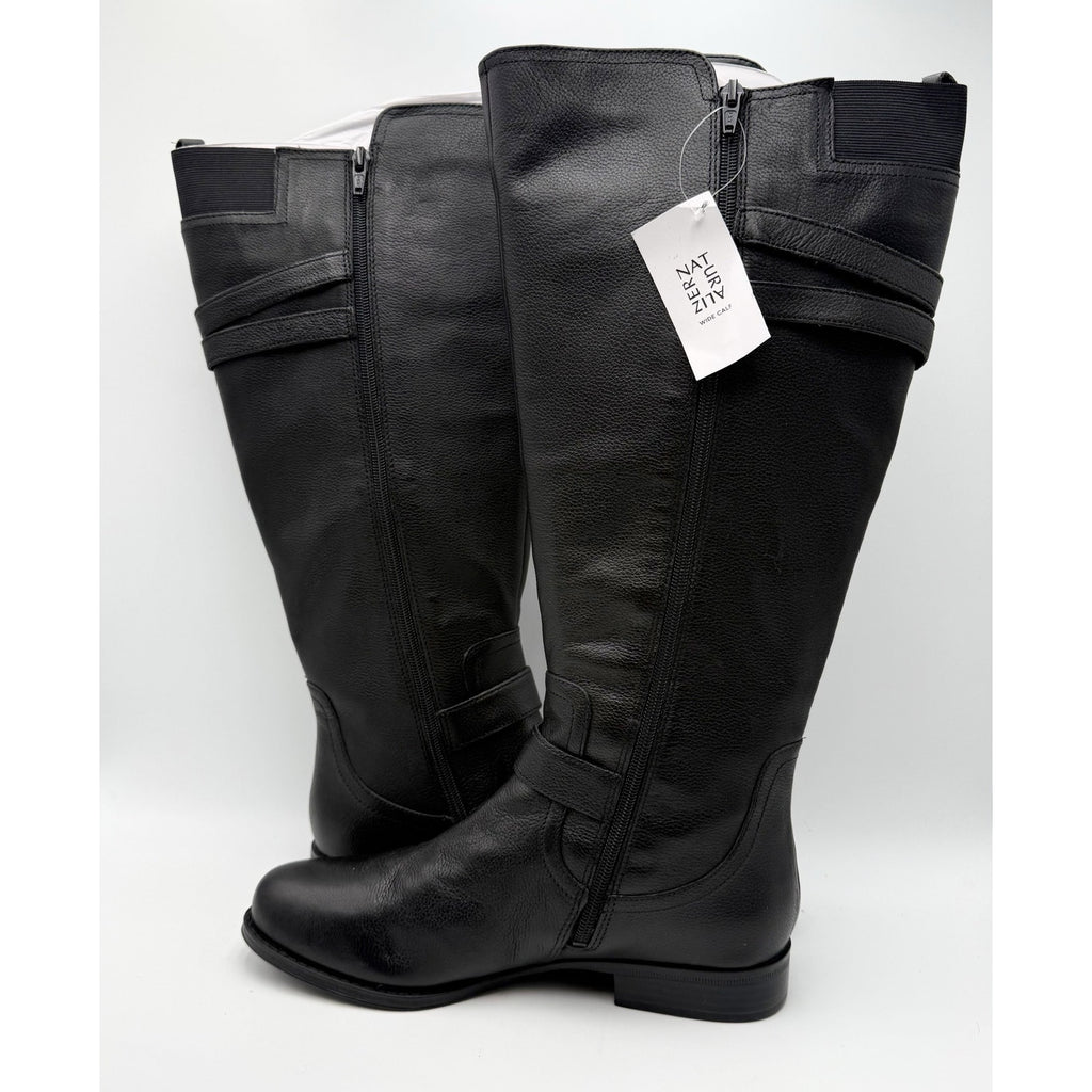 Naturalizer Womens Jessie Knee High Boot Size 9.5 M WIDE CALF Black Leather NWOB