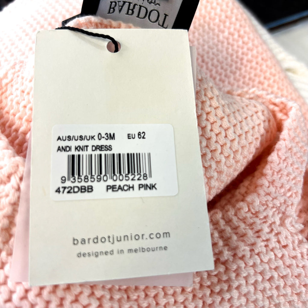 BARDOT Baby Girl Andi Knit Dress 0-3 Months Peach Pink Halter Neck NWT