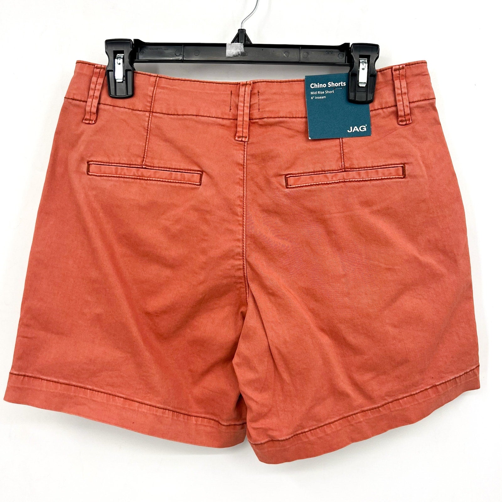 JAG JEANS Women's Fabric Dyed Chino Mid Rise Shorts Size 6 Orange Chutney NWT