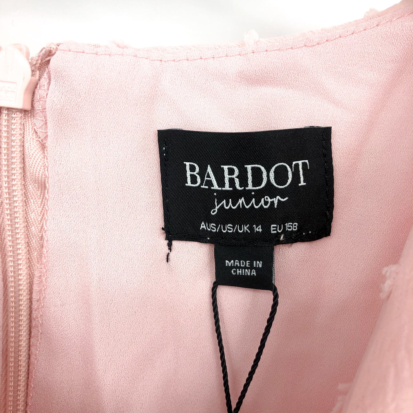 BARDOT JUNIOR Girls Mimi Dobby Dress Size 14 Pink Potpourri Lace Ruffle NWT