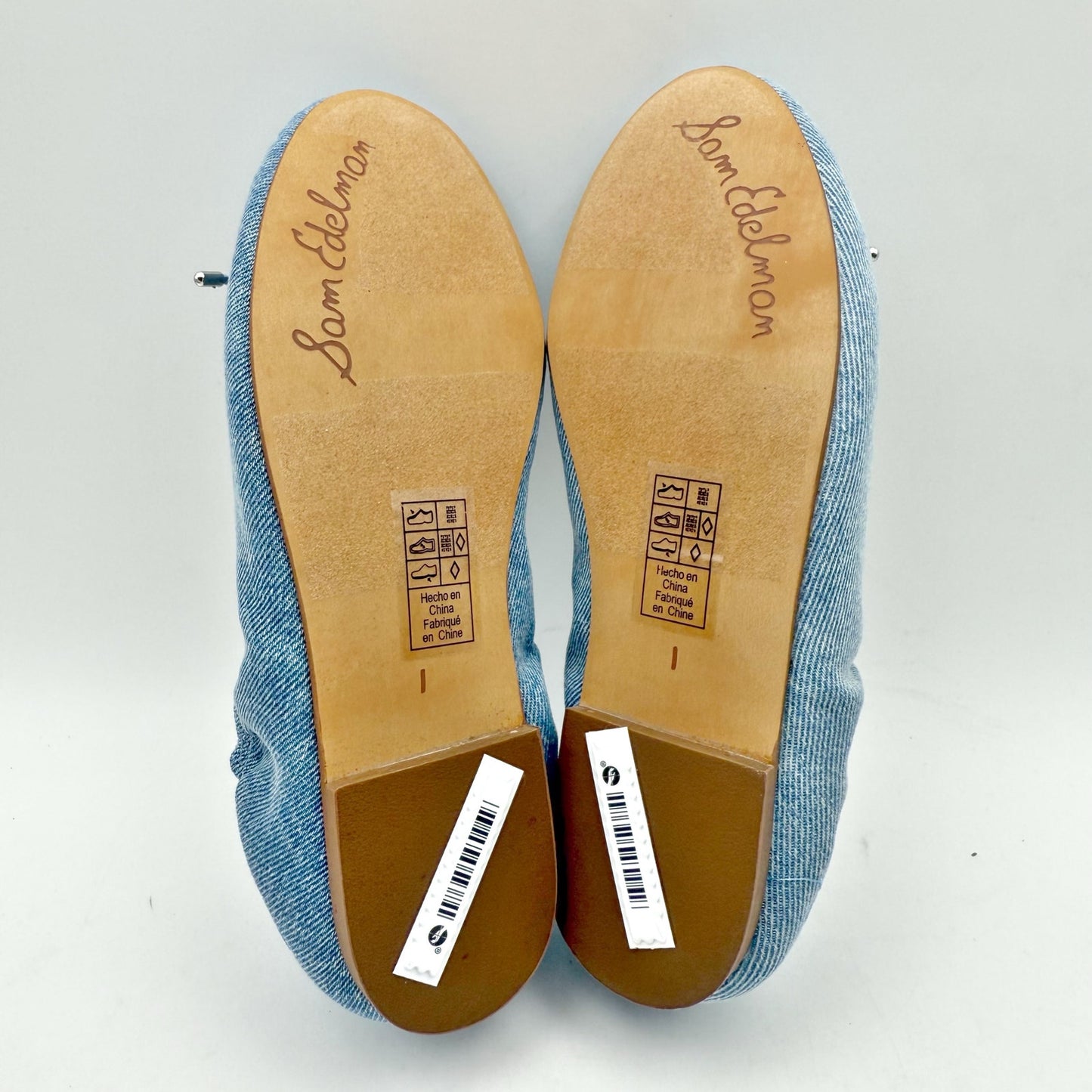 Sam Edelman Kids Felicia Ballet Flats US 1 M EU 32 Blue Denim Leather NIB