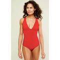Andie Swim Womens The Bali One Piece Swimsuit Medium Tall Red Plunge