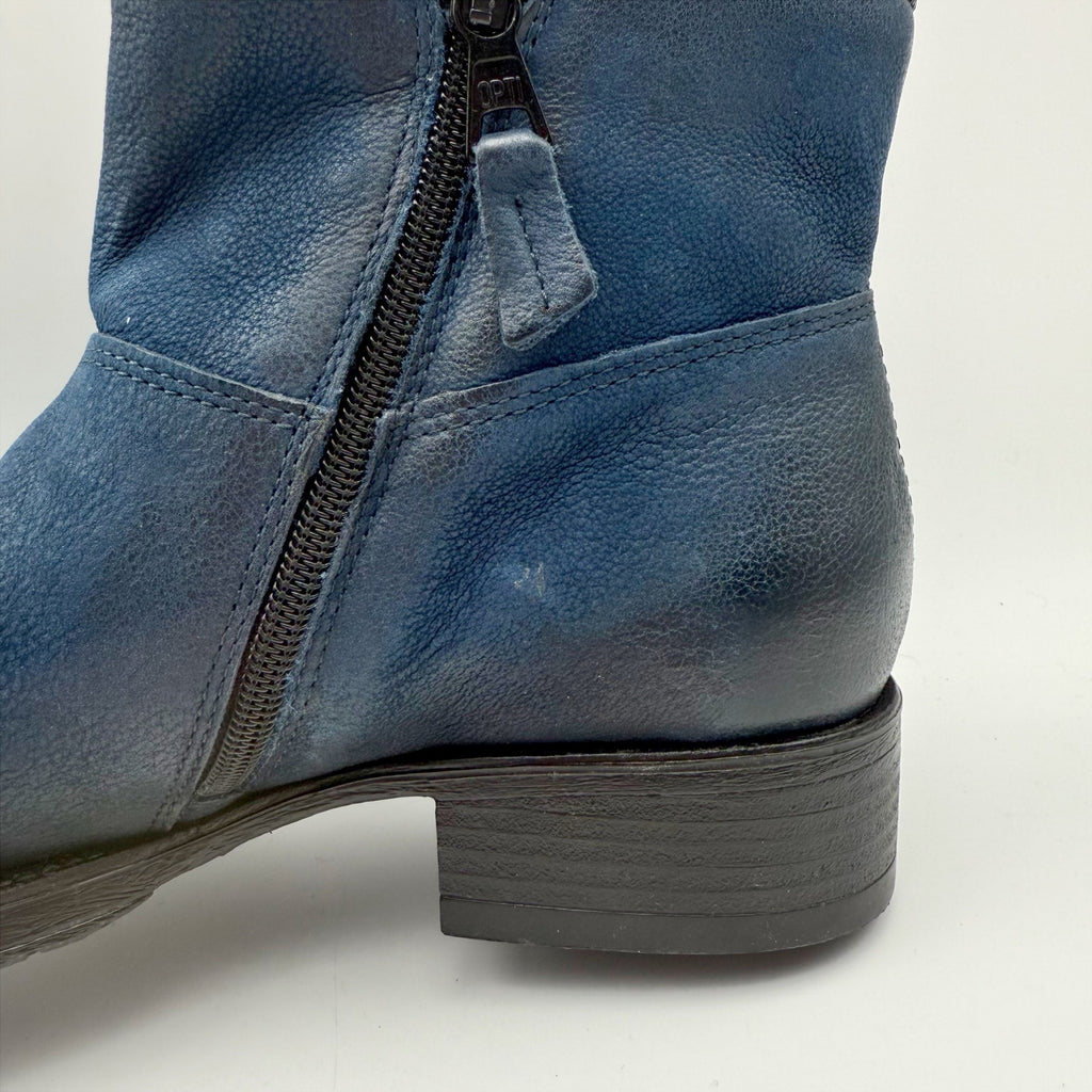 Miz Mooz Womens Norbert Ankle Booties EU 38 US 7.5 Blue Leather NWOB