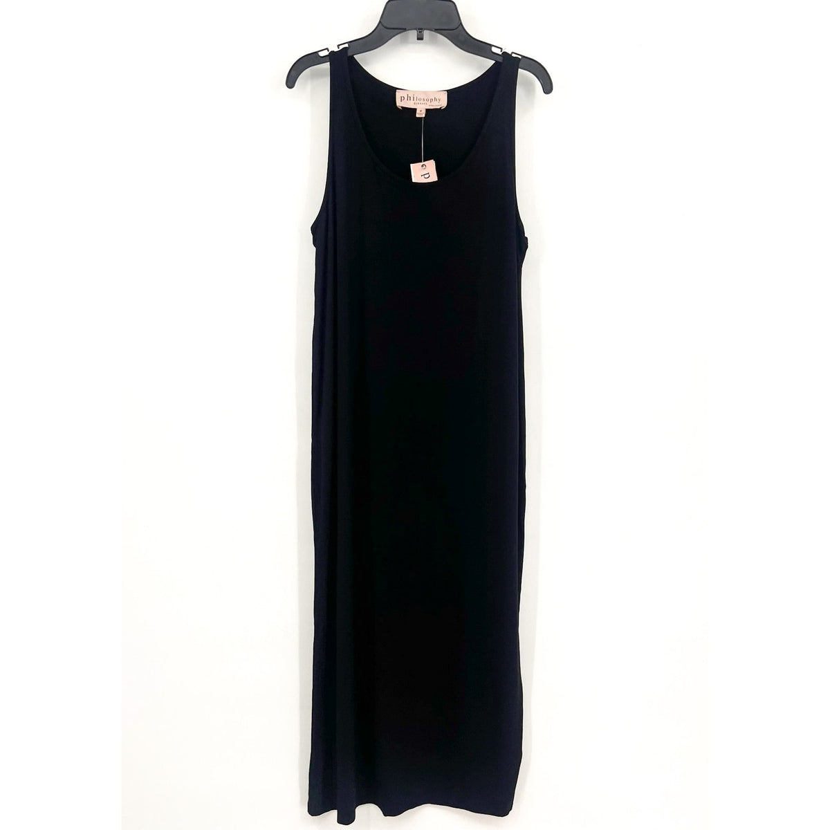 PHILOSOPHY Women's Sleeveless Scoop Neck Midi Dress Medium Black Stretch NWT