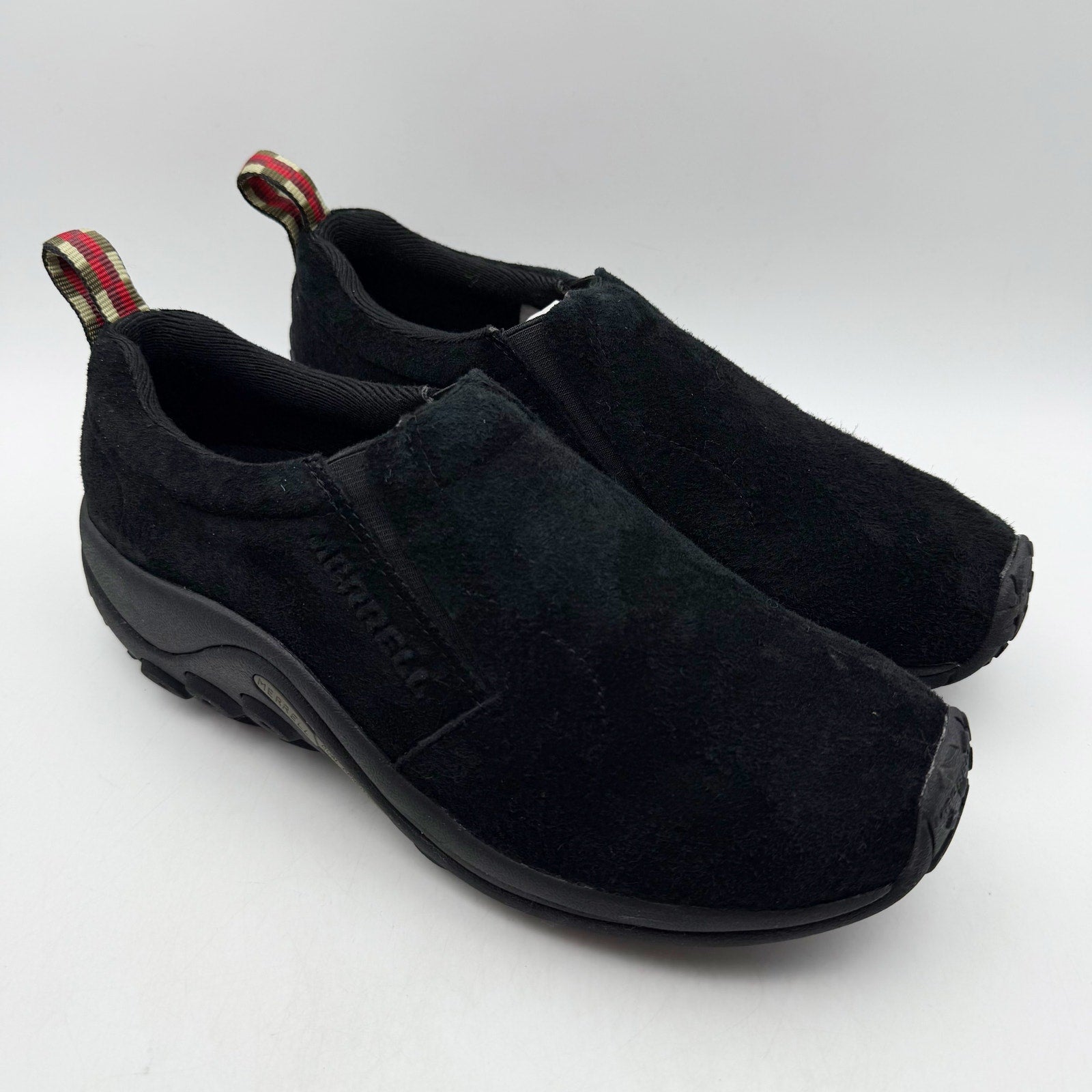 MERRELL Womens Jungle Moc Toe Shoes US 7 M Black Midnight Suede Slip On NIB