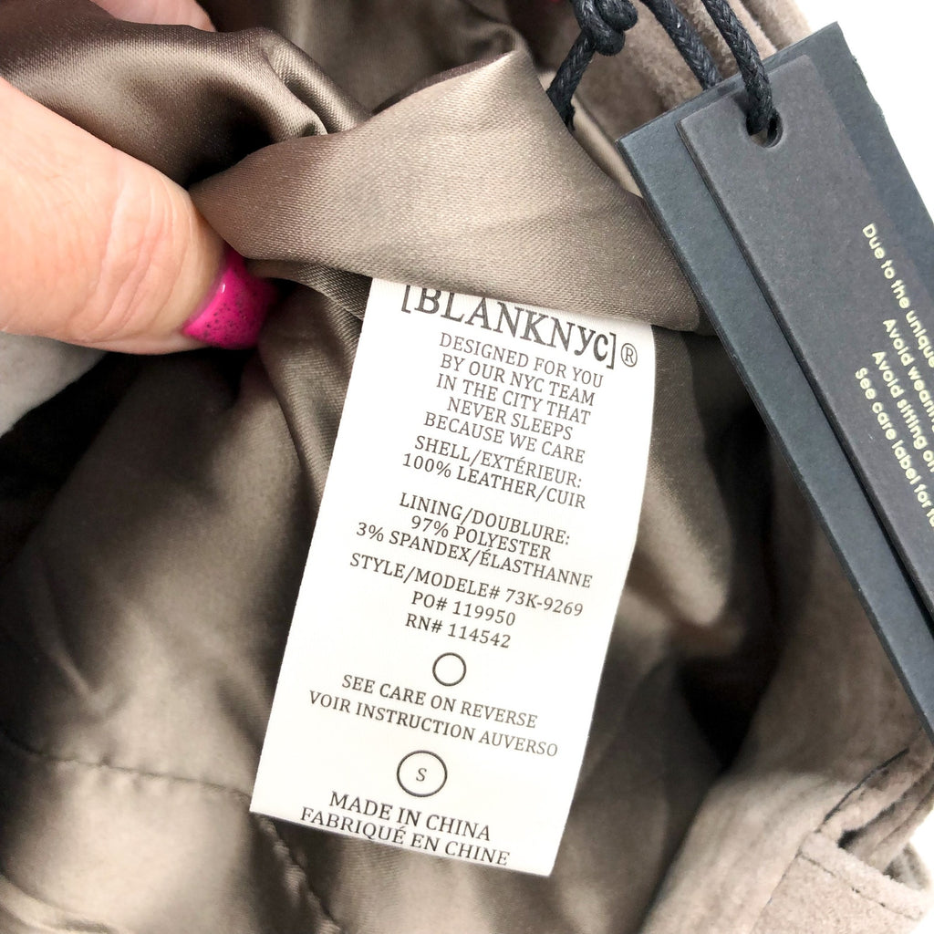 BLANKNYC Women's Cropped French Motorcycle Jacket Small Brown Taupe Leather NWT