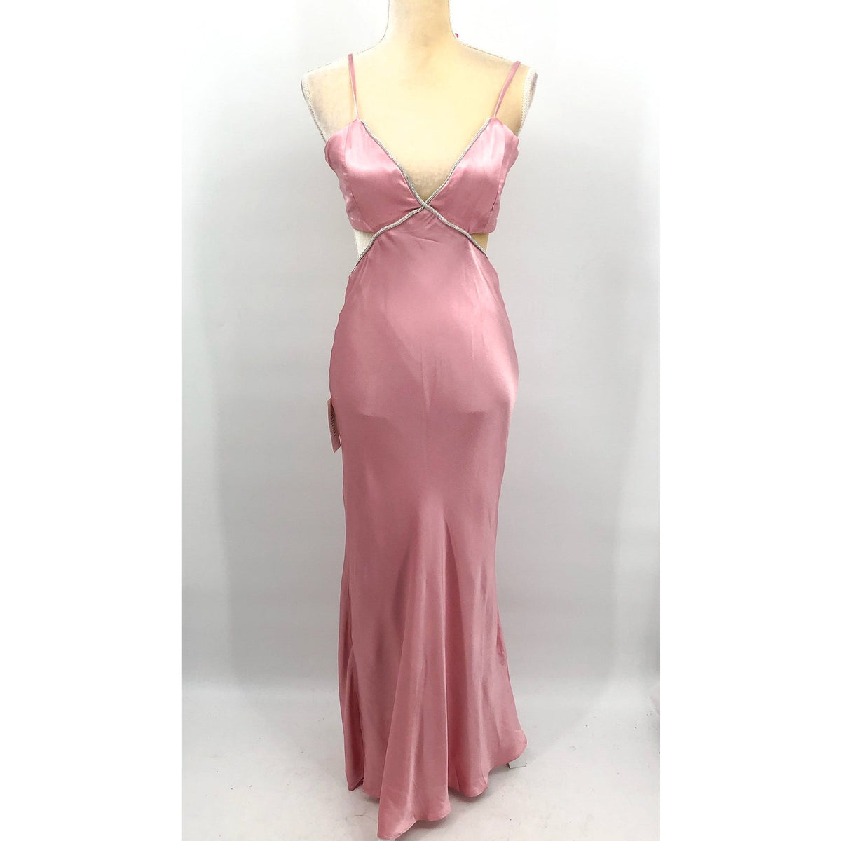 BARDOT Womens Rome Diamonte Slip Dress US Size 8 Blush Pink Open Back V NWT