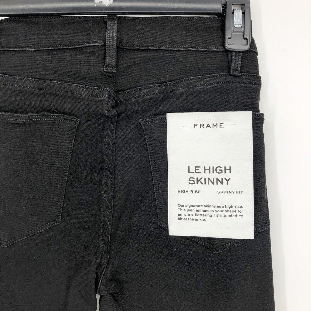 FRAME Womens Le High Skinny Jeans Size 25 US 2 Brisbane Black Raw Hem NWT