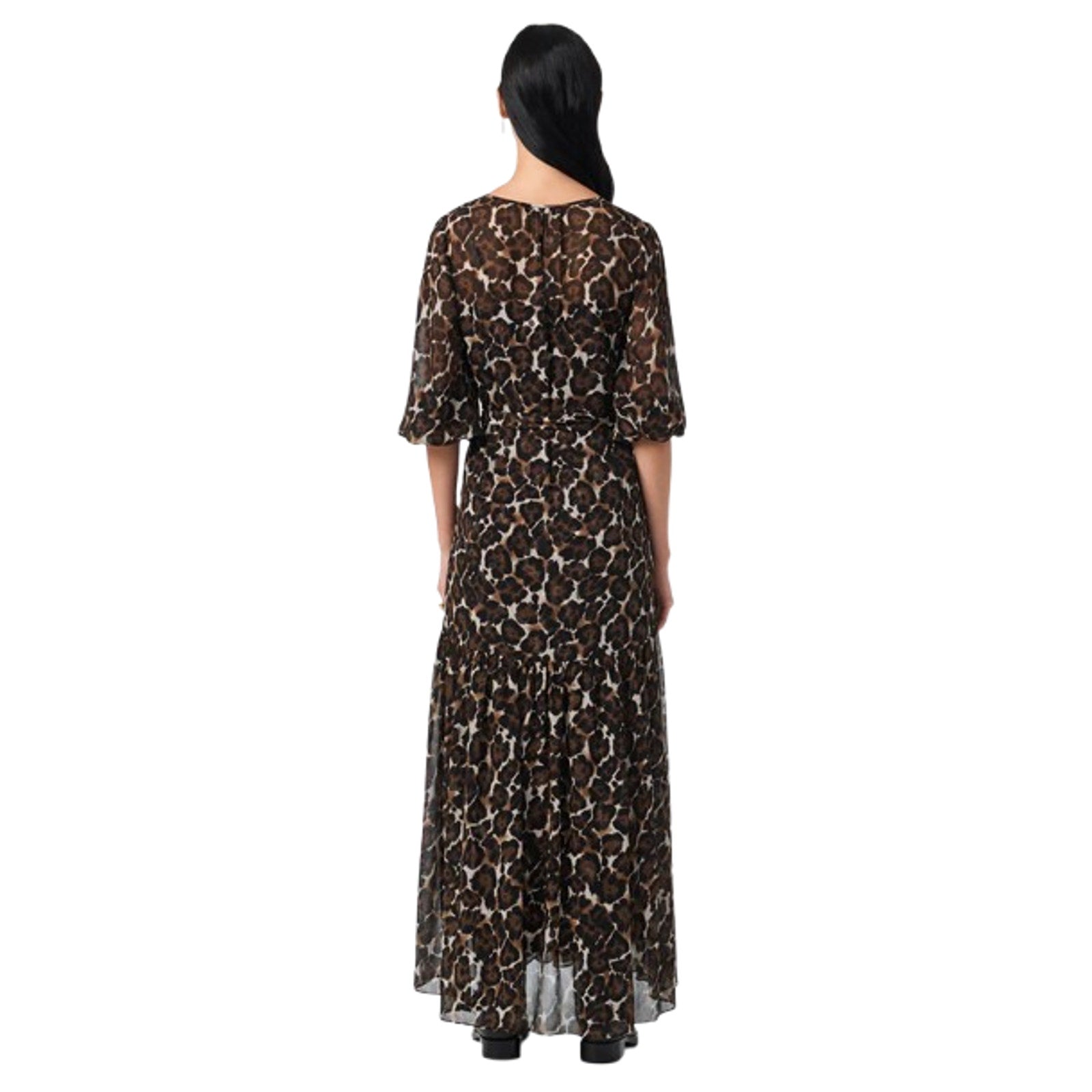 TRINA TURK Women's Shalina Tie-Waist Maxi Dress Large Black Lampoul Leopard NWT