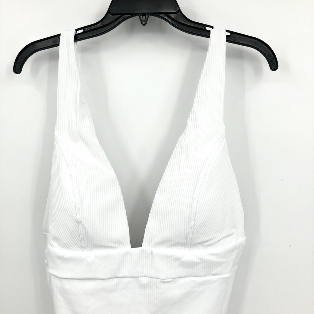 ANDIE SWIM Sardinia One Piece Swimsuit 3XL US 20 White Ribbed Plunge V Neck NWT