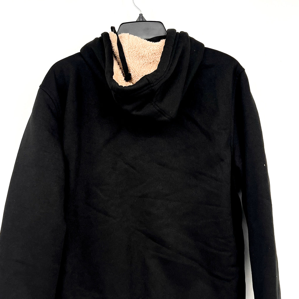 EURO JOY Womens Fleece Lined Hoodie Medium Black Sweatshirt Full Zip NWT