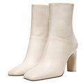 Franco Sarto Womens Flexabooty Ankle Boots Size 8.5 M Cream Leather Heels NIB