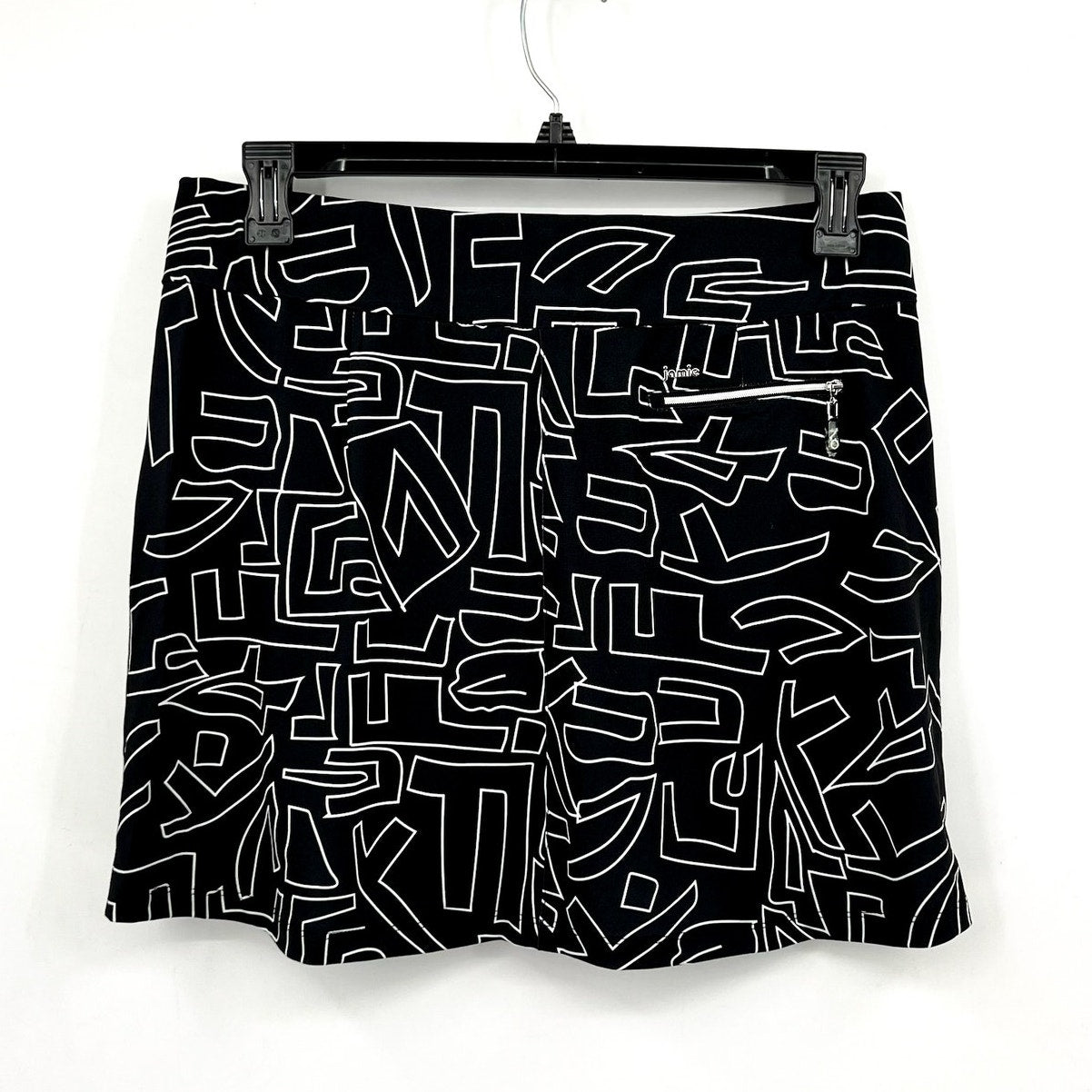 JAMIE SADOCK Women's 16" Hieroglyphics Skort Large Jet Black Print SPF NWT