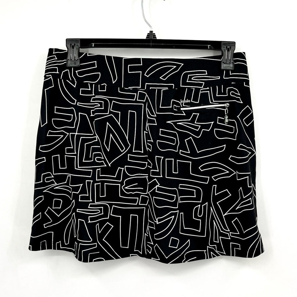 JAMIE SADOCK Women's 16" Hieroglyphics Skort Large Jet Black Print SPF NWT