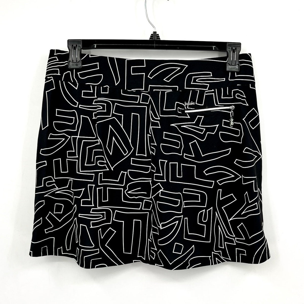 JAMIE SADOCK Women's 16" Hieroglyphics Skort Large Jet Black Print SPF NWT