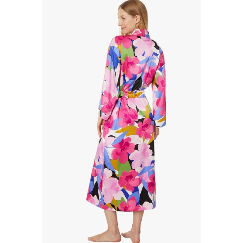 N NATORI Women's Bonita Stretch Silky Satin 49" Robe XL Pink Multi Floral NWT