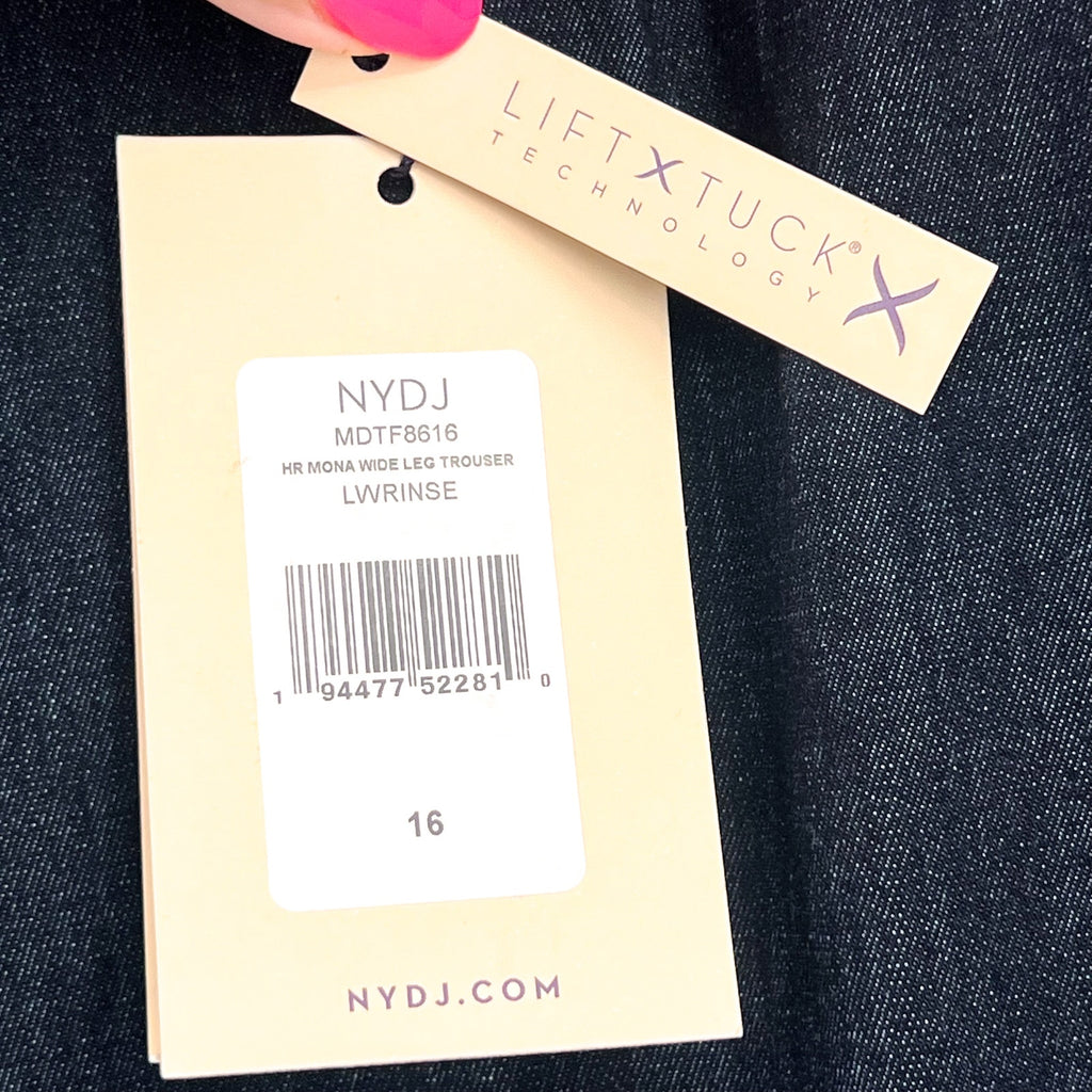 NYDJ Women's Mona Wide Leg Ankle Trouser Jeans Size 16 Deep Blue Rinse NWT