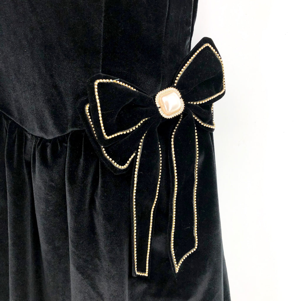 SHOW ME YOUR MUMU Women's Ricci Skort Dress Medium Black Velvet Bows NWT
