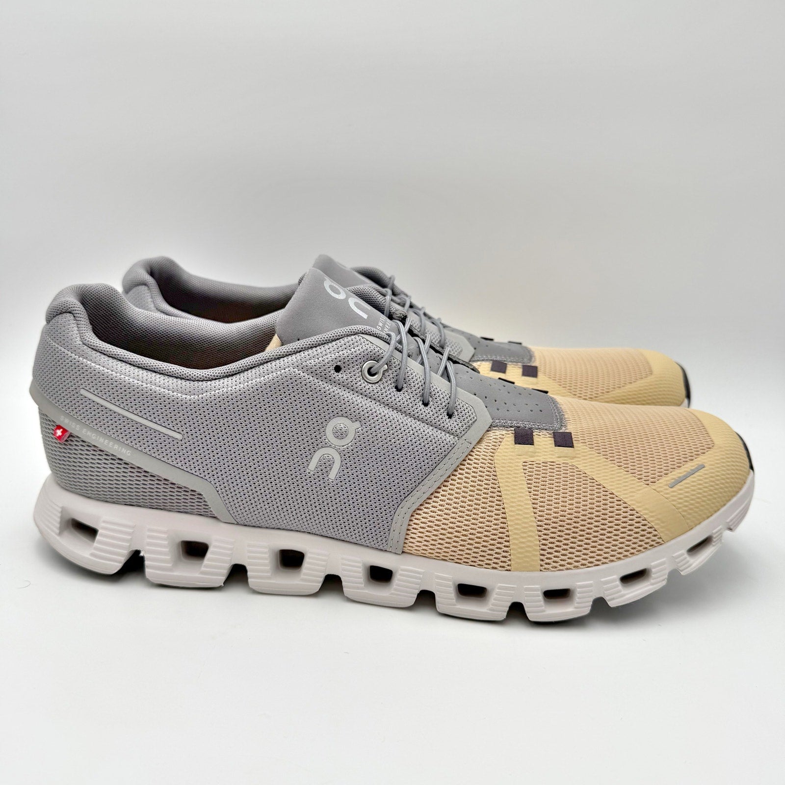 ON Mens Cloud 5 Running Shoes US 14 EU 49 Beige Grey Athletic Sneakers NIB