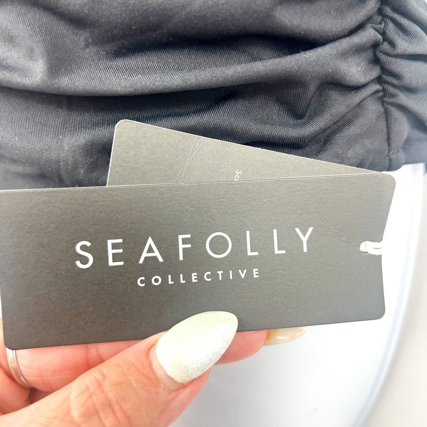 SEAFOLLY COLLECTIVE One Shoulder One Piece Size 8 Black Ruched NWT