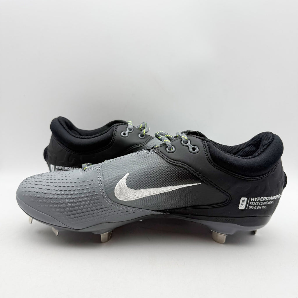 Nike Womens Hyperdiamond 4 Elite Softball Cleats US 11 EU 43 Black Grey NWOB