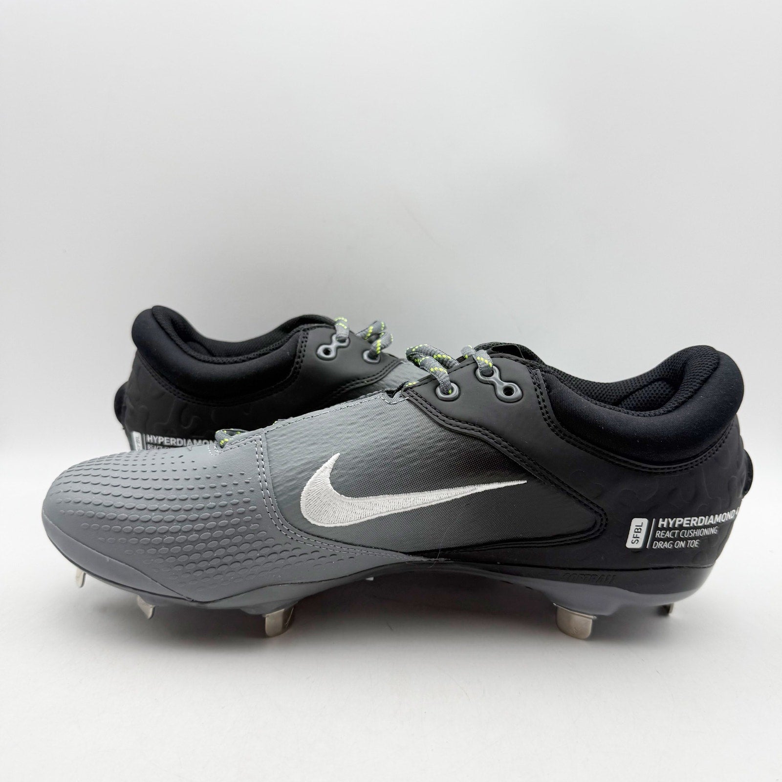 Nike Womens Hyperdiamond 4 Elite Softball Cleats US 11 EU 43 Black Grey NWOB