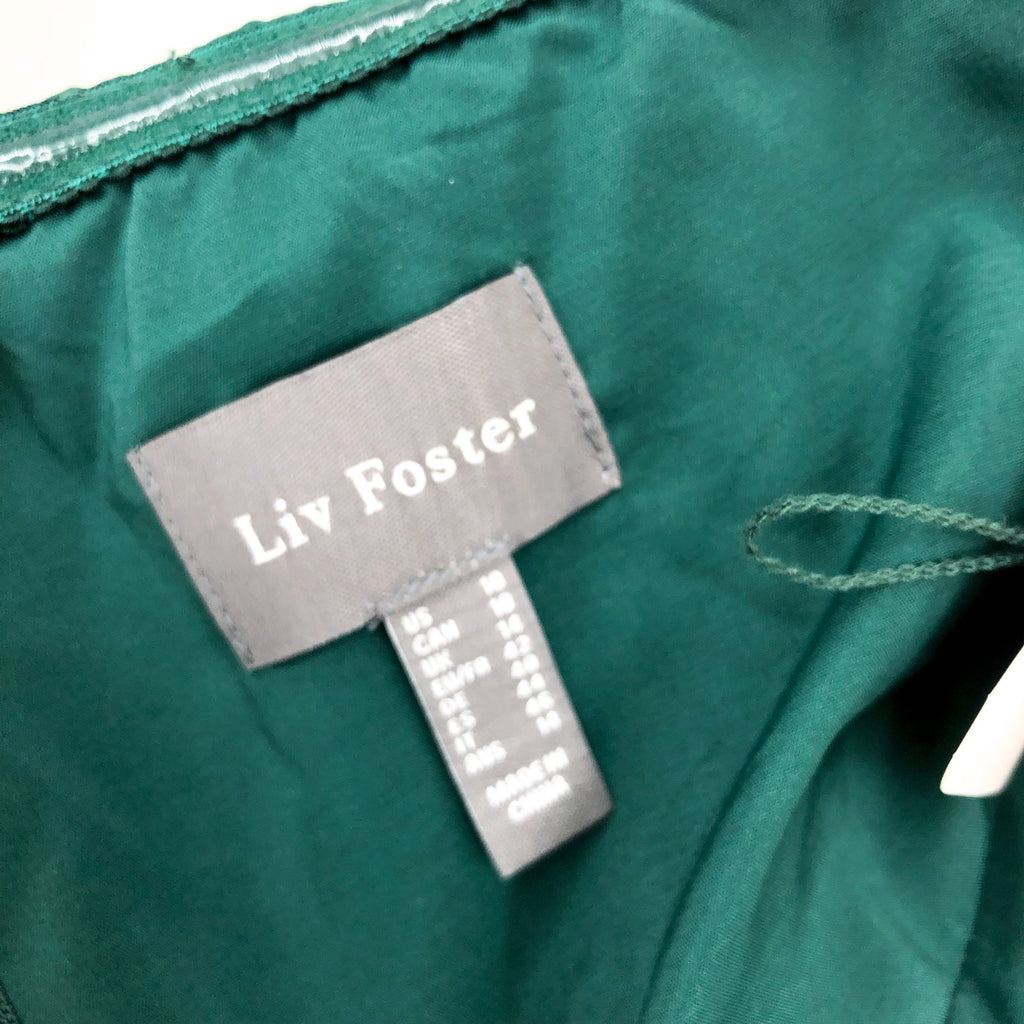 LIV FOSTER Satin Cowl Neckline Column Gown Size 10 Green Tie Waist NWT