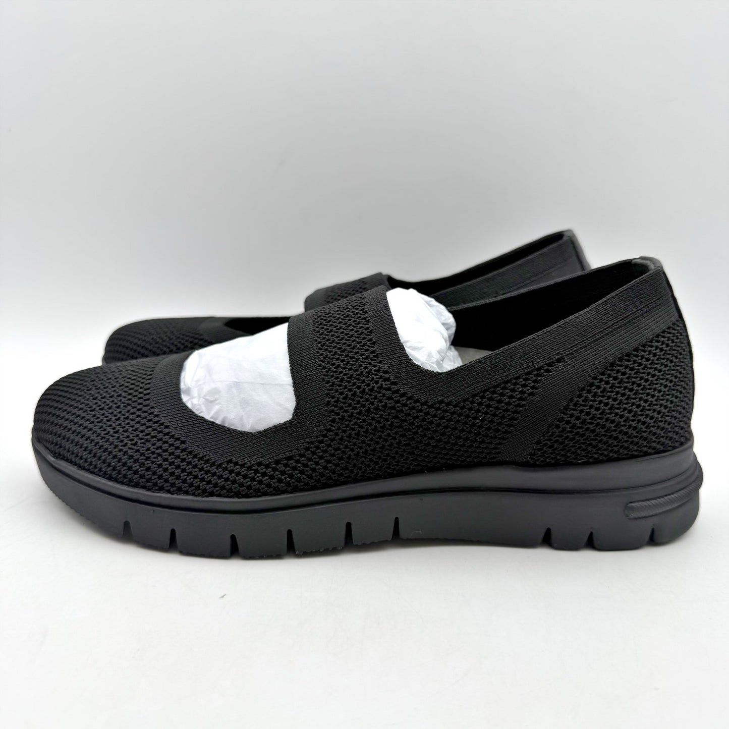 David Tate Womens Comfy Mary Jane Shoes US 6 M Black Knit NIB