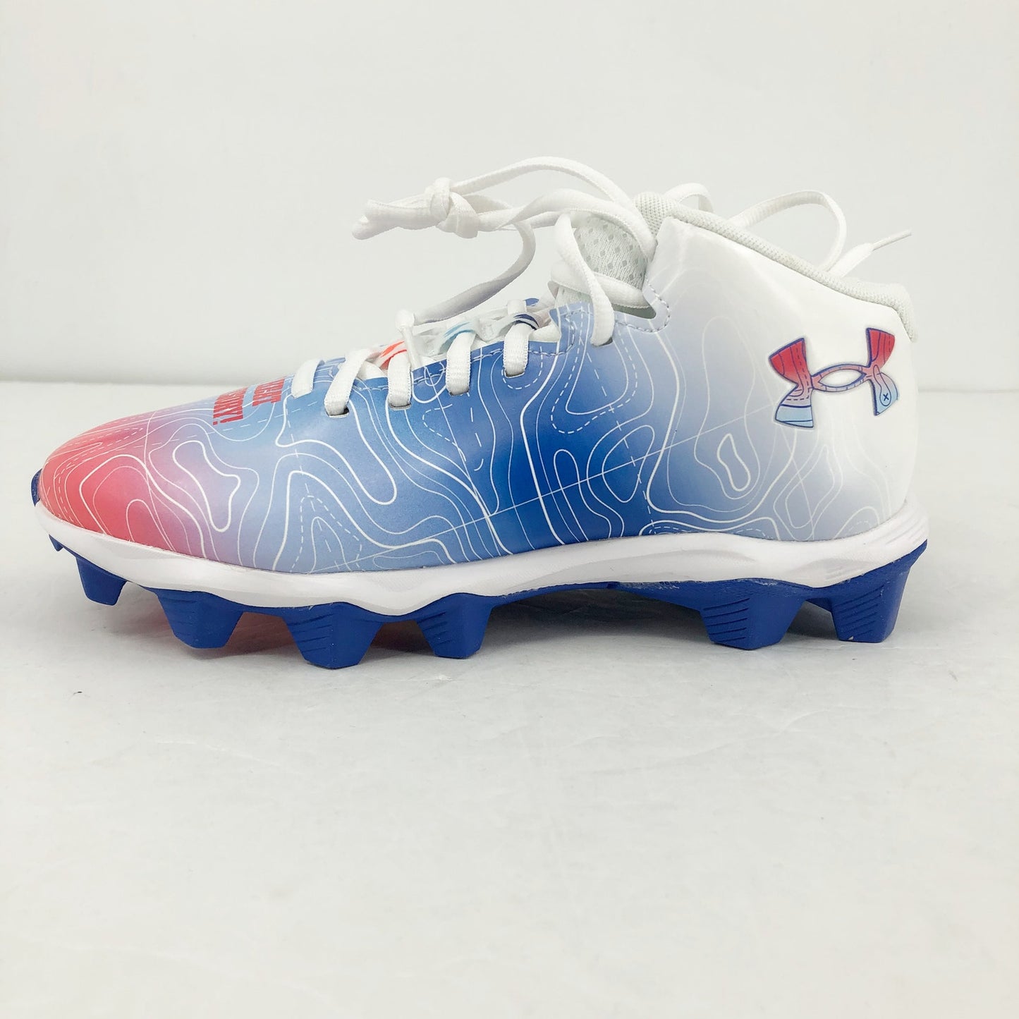 Under Armour Boys Spotlight Fran RM 4 TX Football Cleats 3.5 Red White Blue NWOB