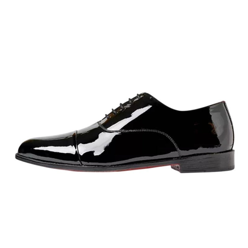 Carlos Santana Mens Tuxedo Cap-Toe Oxford Shoes US 11.5 Black Patent Leather NIB