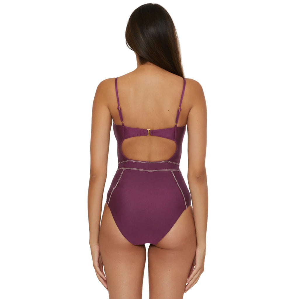 BECCA Women's Color Sheen One Piece Swimsuit Medium Purple Aubergine NWT