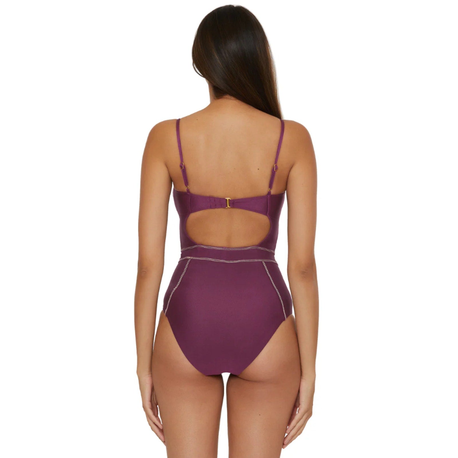 BECCA Women's Color Sheen One Piece Swimsuit Medium Purple Aubergine NWT