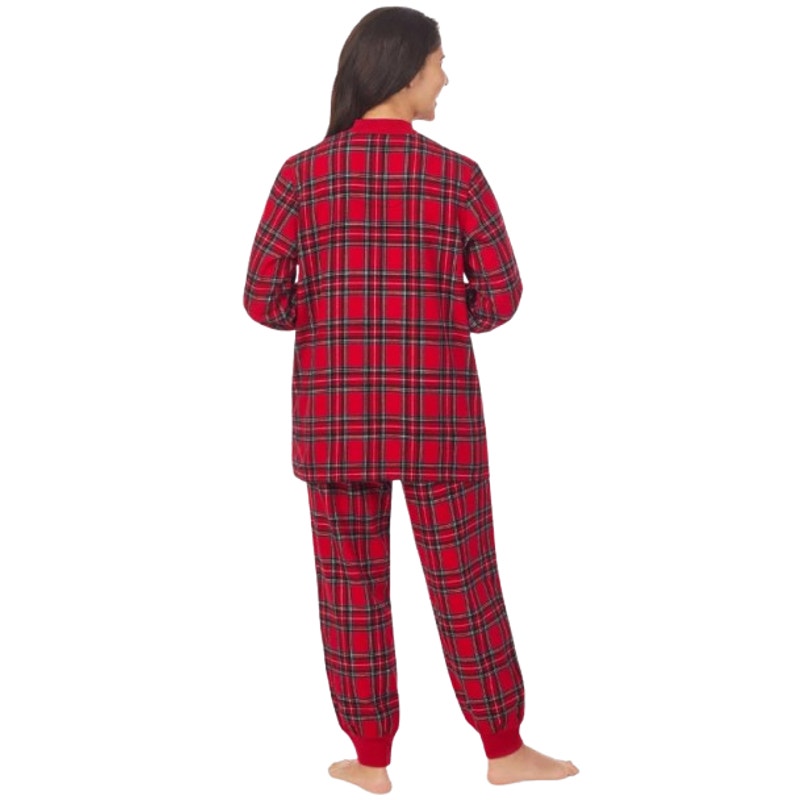 LANZ OF SALZBURG Women's Flannel Ski Pajama Set Small Red Tartan Plaid NWT