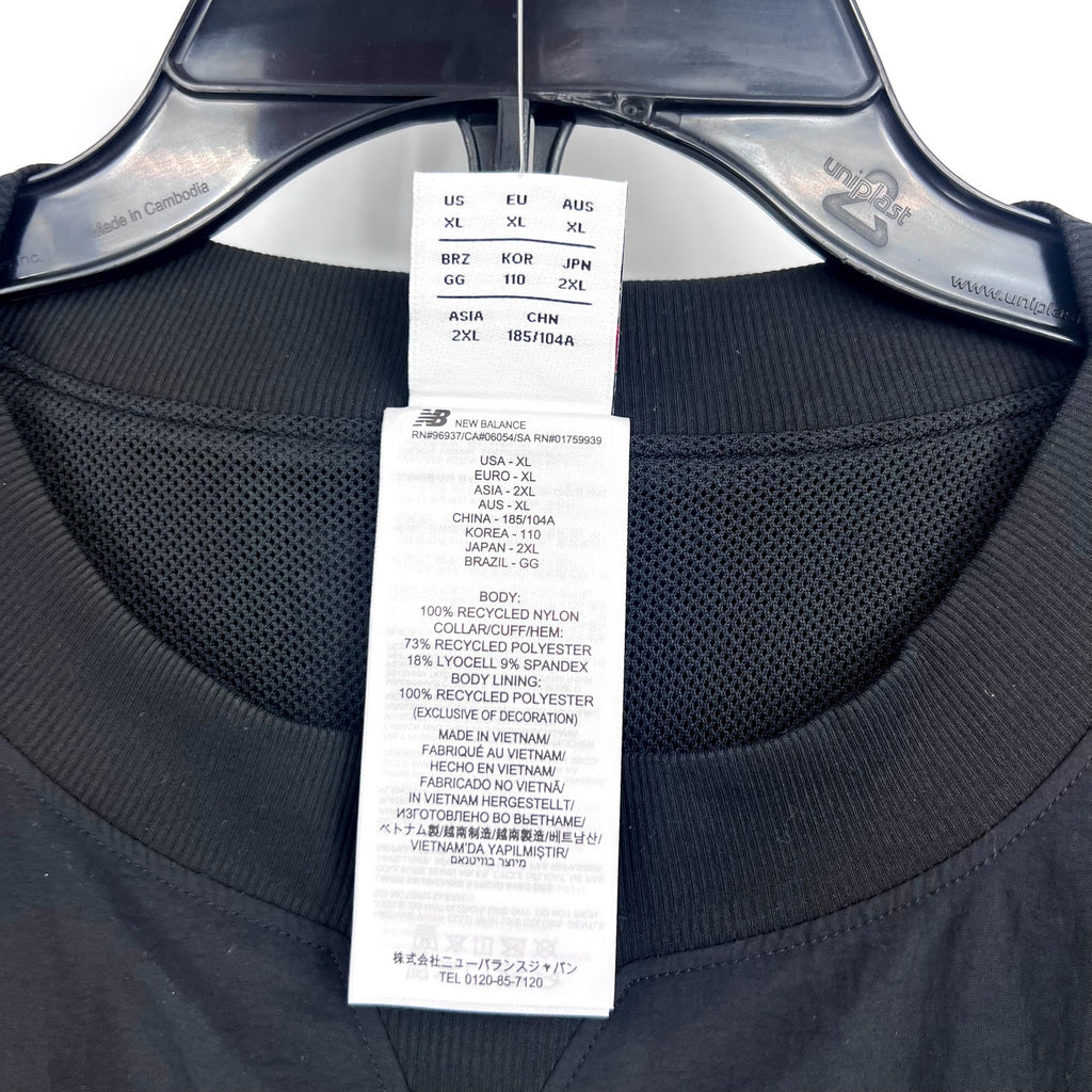 NEW BALANCE Men's Numeric Woven Crewneck Sweatshirt XL Black Oversized NWT
