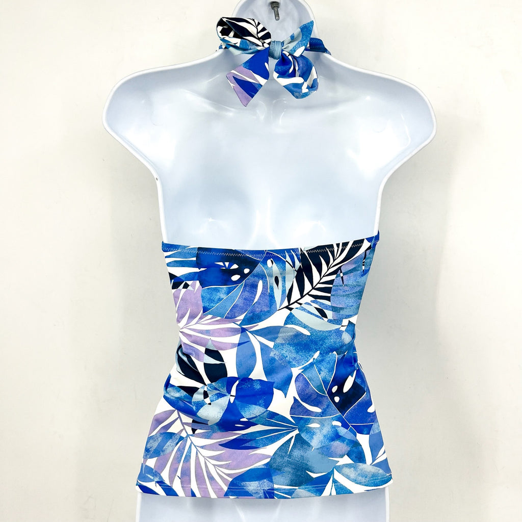 TOMMY BAHAMA Palma Fresca Tankini Top Small Blue White Palm Modern NWT