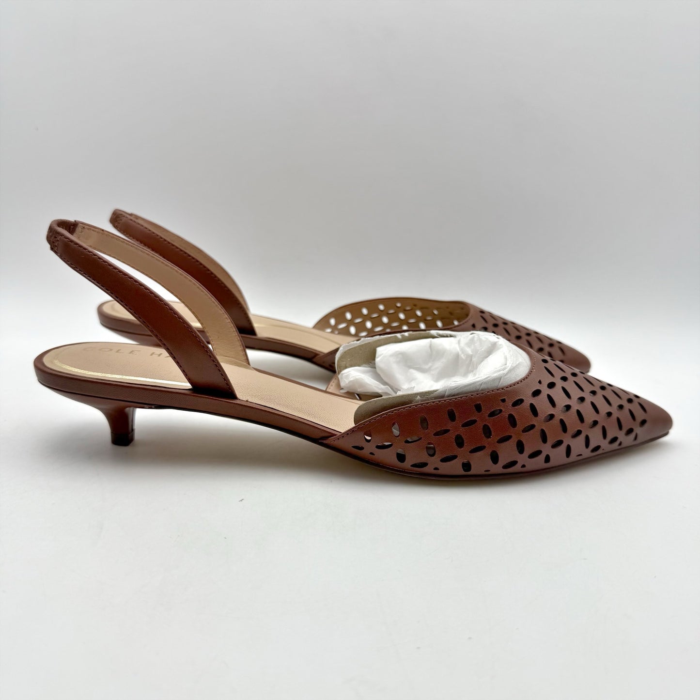 Cole Haan Womens Gilda Pumps US 10 B EU 40.5 Brown Perforated Leather NIB