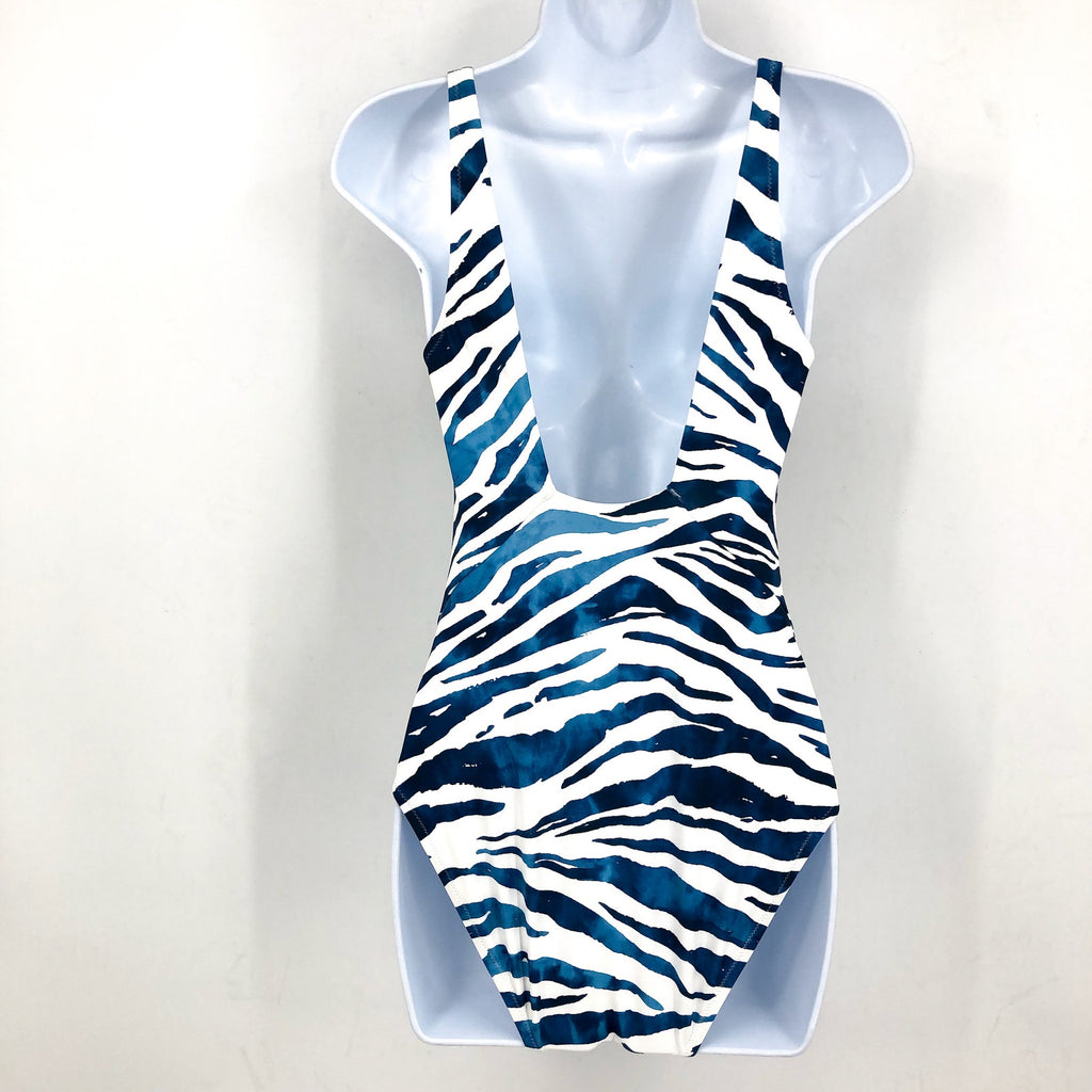 TOMMY BAHAMA Zan Zebra One-Piece Swimsuit Size 6 Banff Blue Palm Modern NWT