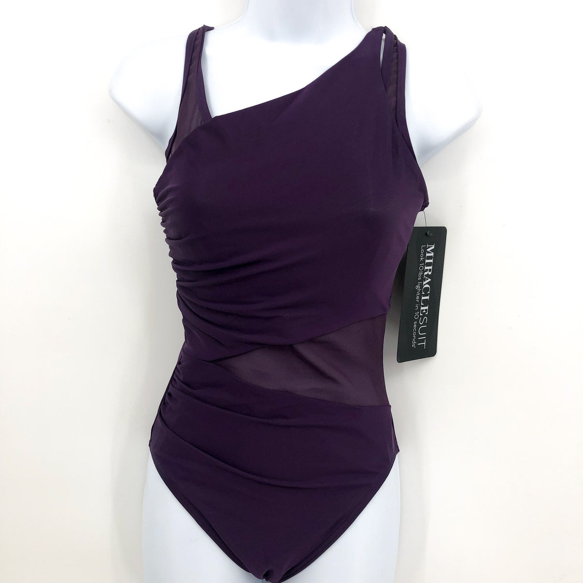 MIRACLESUIT Azura One Piece Swimsuit Size 6 Purple Sangria Illusionists NWT