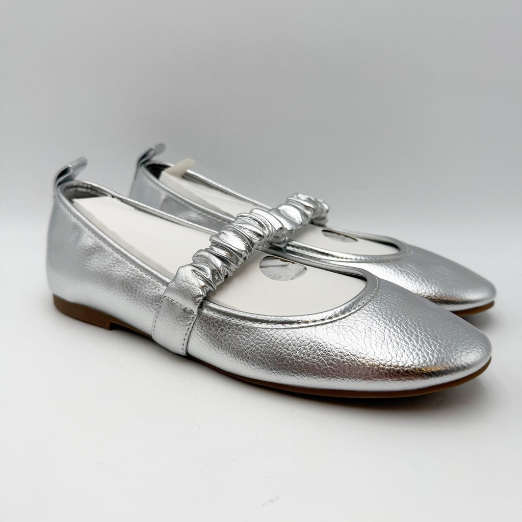 MIA Womens Uliana Mary Jane Ballet Flats Size 6 M EU 36.5 Silver Leather NWOB