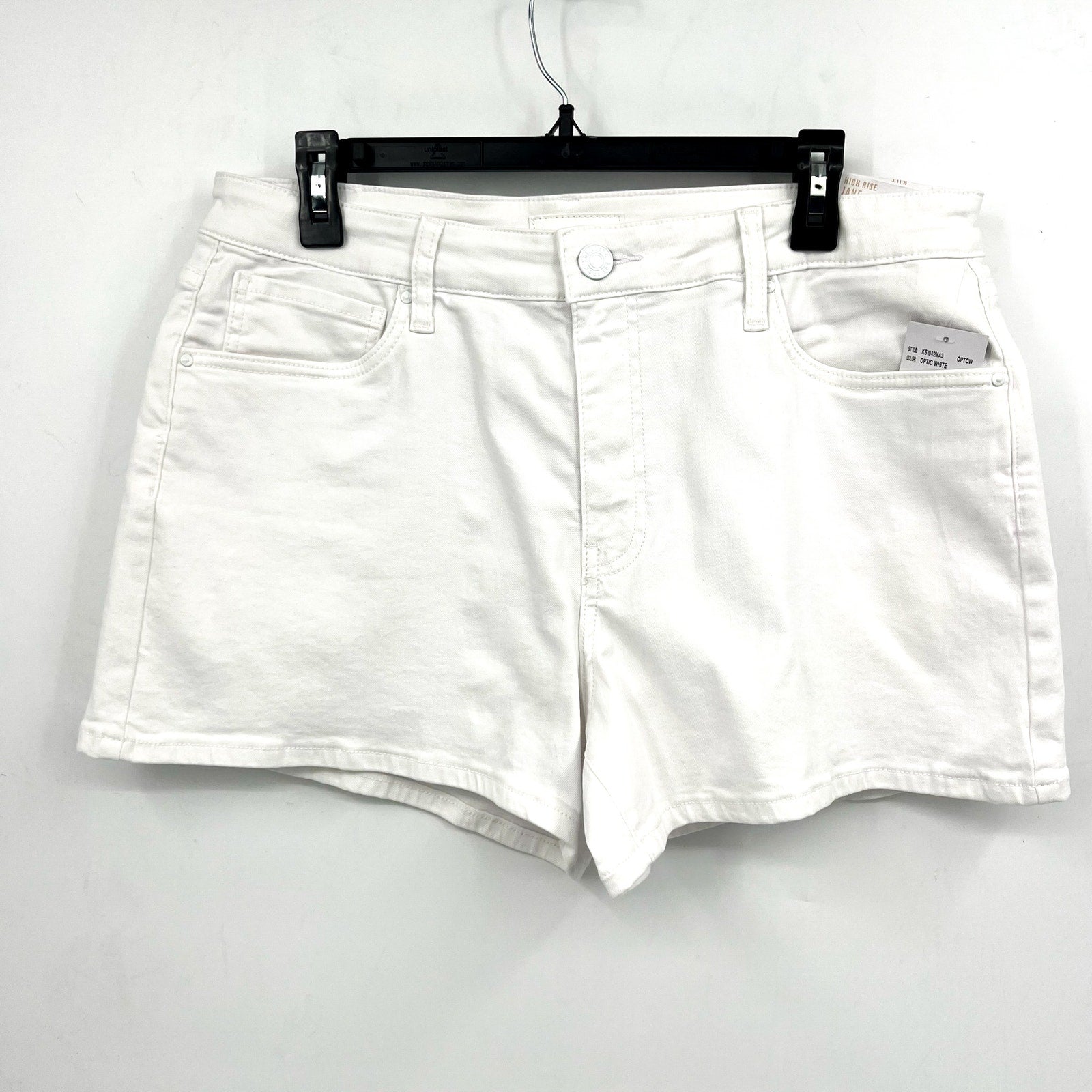KUT FROM THE KLOTH Jane Cuff Denim Shorts Size 12 Optic White High Waist NWT