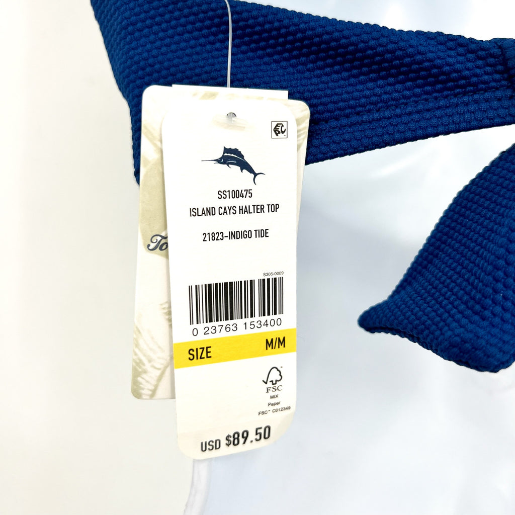 TOMMY BAHAMA Women's Island Cays Halter Bikini Top Medium Blue Indigo Tide NWT