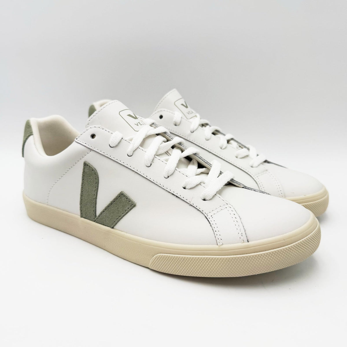 Veja Esplar Logo Casual Sneakers Womens 11 Mens 9 EU 42 White Green Leather NIB