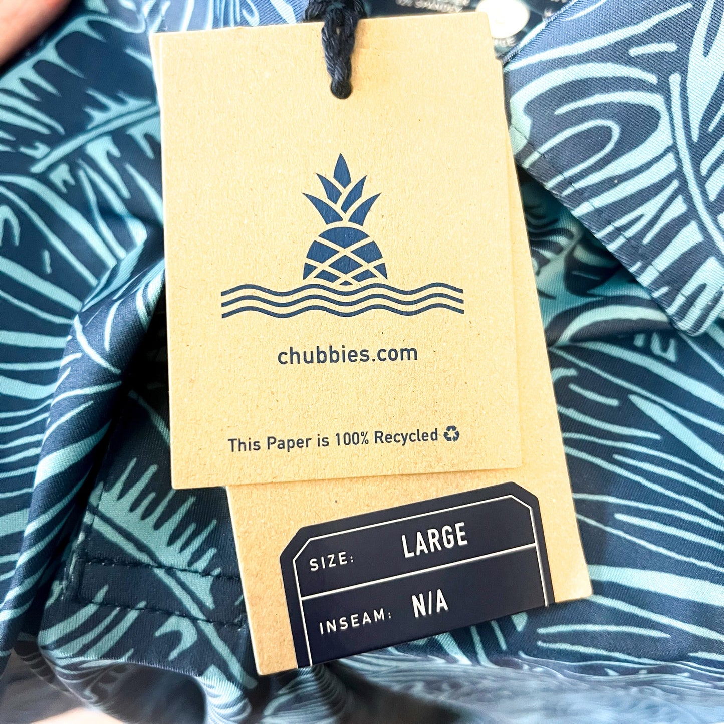 CHUBBIES Mens Performance Polo Shirt Large Blue Dyed And True Print SS NWT