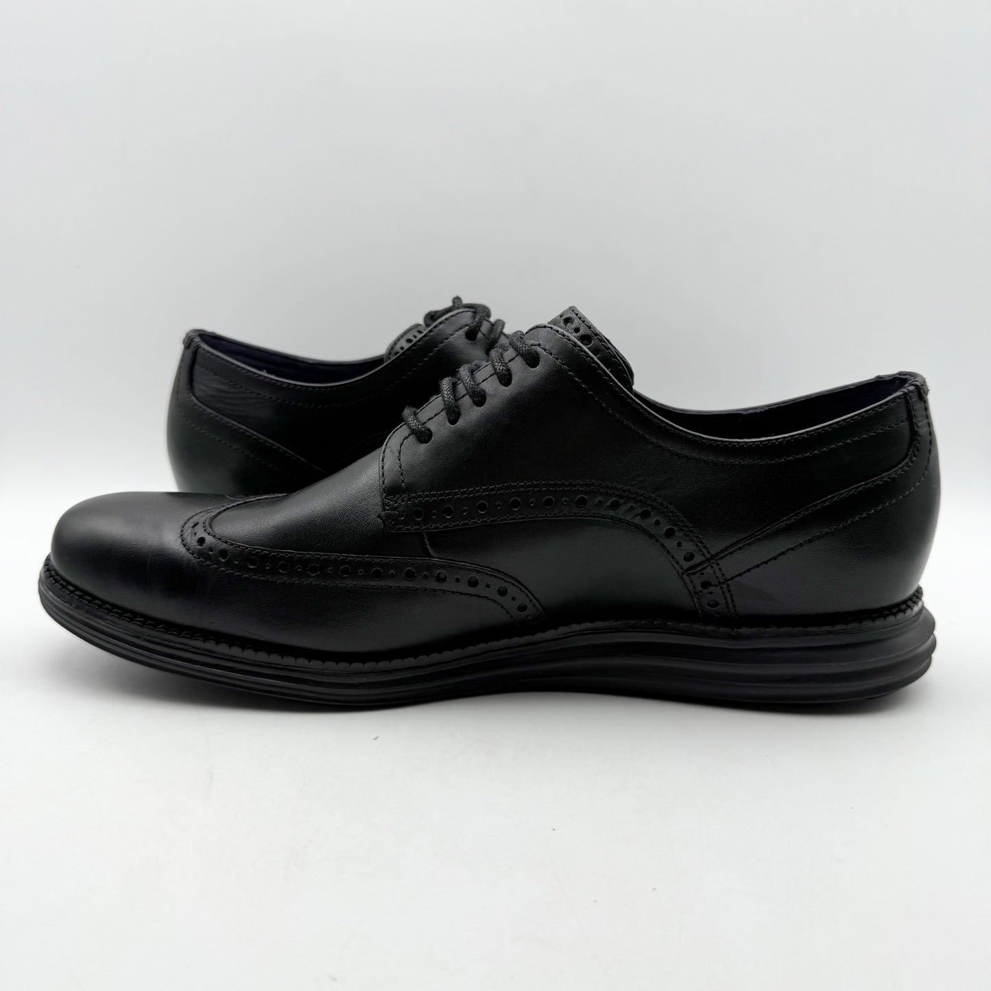 Cole Haan Mens Original Grand Wing Tip Oxford Shoes US 11 M Black Leather NWOB