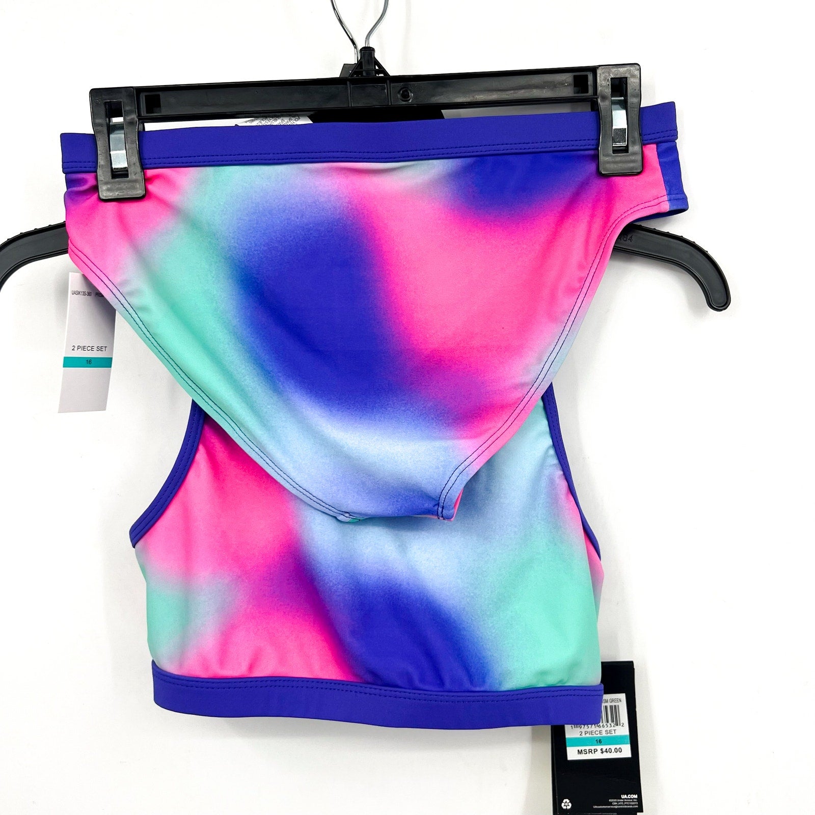 UNDER ARMOUR Girl's Polka Party Blur Racer BIKINI Size 16 Purple Pink NWT